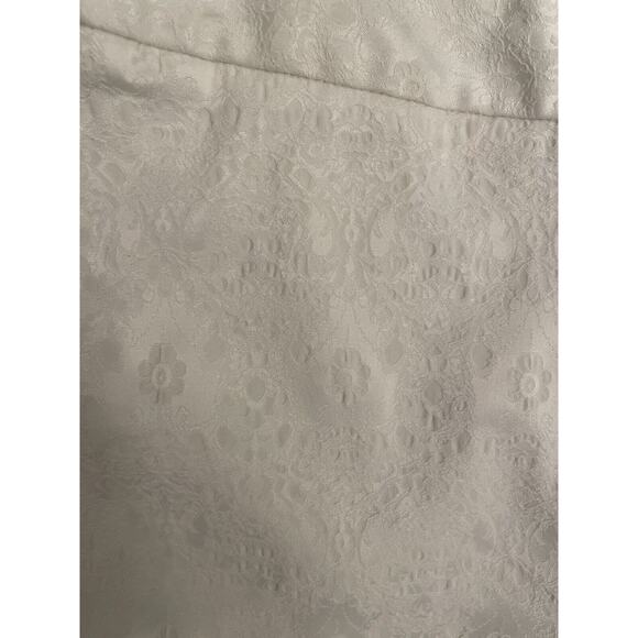White Mini Floral Brocade Womens Straight Leg Dress Pants Size 6 White Textured - Picture 2 of 6